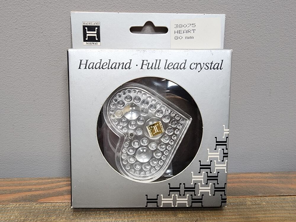 Hadeland Full Lead Crystal Norway In Box Vintage Heart 80mm 38075